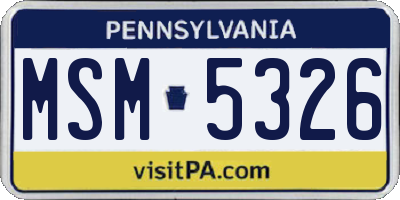 PA license plate MSM5326