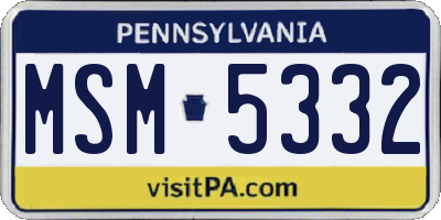 PA license plate MSM5332