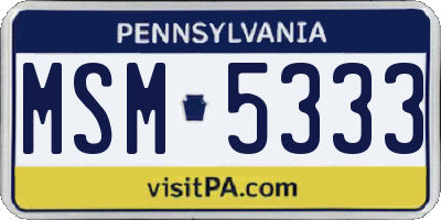 PA license plate MSM5333