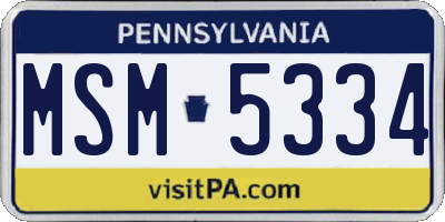 PA license plate MSM5334