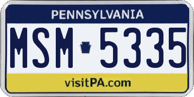 PA license plate MSM5335