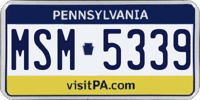 PA license plate MSM5339