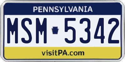 PA license plate MSM5342