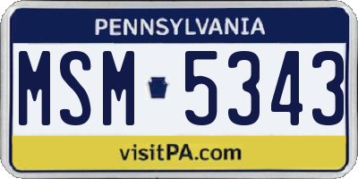 PA license plate MSM5343