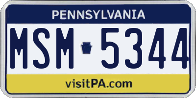 PA license plate MSM5344
