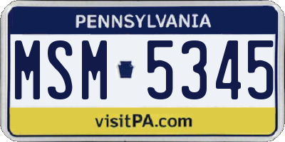 PA license plate MSM5345