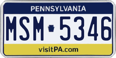 PA license plate MSM5346