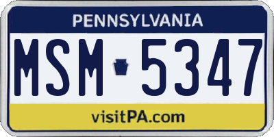 PA license plate MSM5347