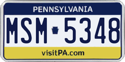 PA license plate MSM5348