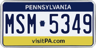 PA license plate MSM5349