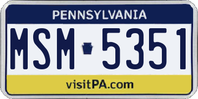 PA license plate MSM5351