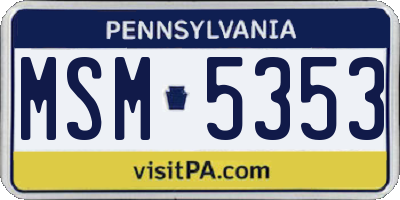 PA license plate MSM5353