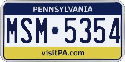 PA license plate MSM5354