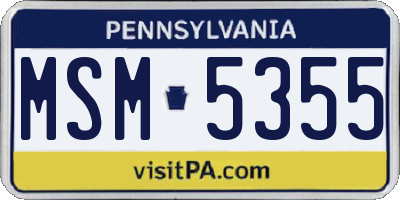 PA license plate MSM5355