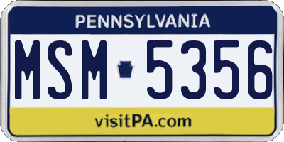 PA license plate MSM5356