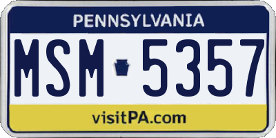 PA license plate MSM5357
