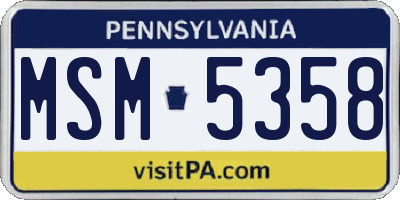 PA license plate MSM5358