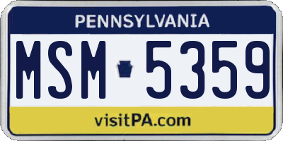 PA license plate MSM5359