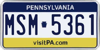 PA license plate MSM5361