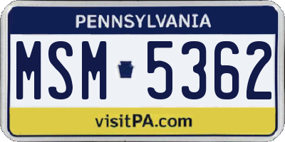 PA license plate MSM5362