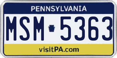 PA license plate MSM5363