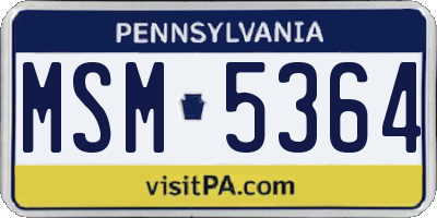 PA license plate MSM5364