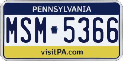 PA license plate MSM5366