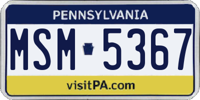 PA license plate MSM5367