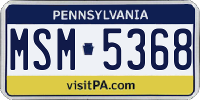 PA license plate MSM5368