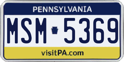 PA license plate MSM5369