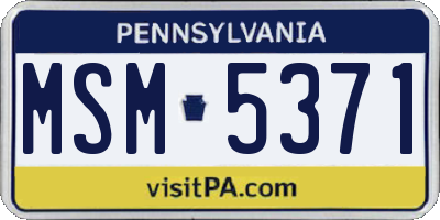 PA license plate MSM5371