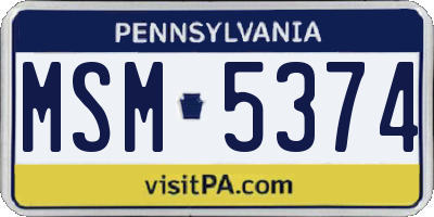PA license plate MSM5374