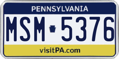 PA license plate MSM5376