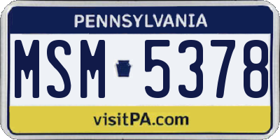 PA license plate MSM5378