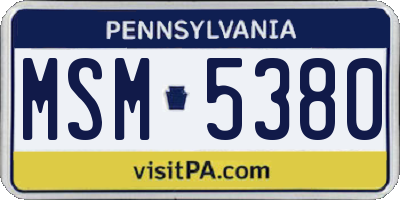PA license plate MSM5380