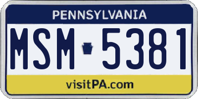PA license plate MSM5381
