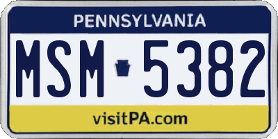 PA license plate MSM5382