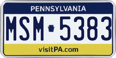 PA license plate MSM5383