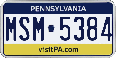 PA license plate MSM5384