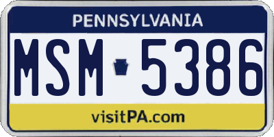 PA license plate MSM5386
