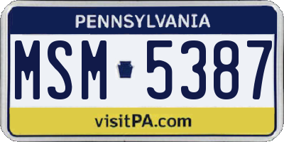 PA license plate MSM5387