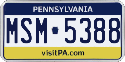 PA license plate MSM5388