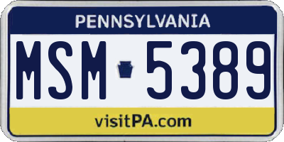 PA license plate MSM5389