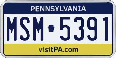 PA license plate MSM5391