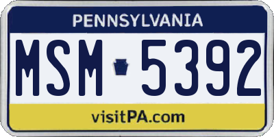 PA license plate MSM5392