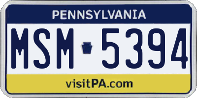 PA license plate MSM5394