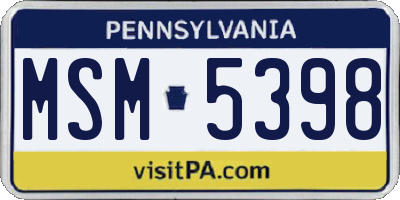 PA license plate MSM5398