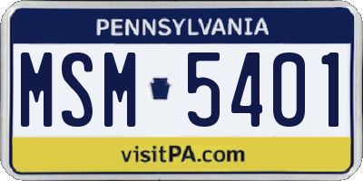 PA license plate MSM5401