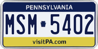 PA license plate MSM5402