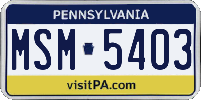 PA license plate MSM5403